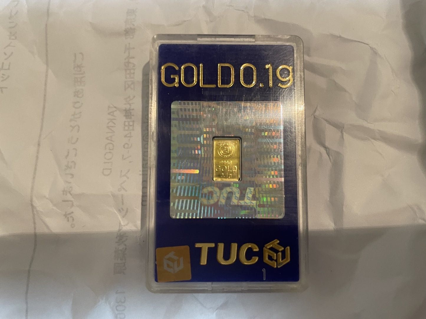 純金インゴット 0.1g K24 999.9 徳力本店 徳力ユニオンケース入り